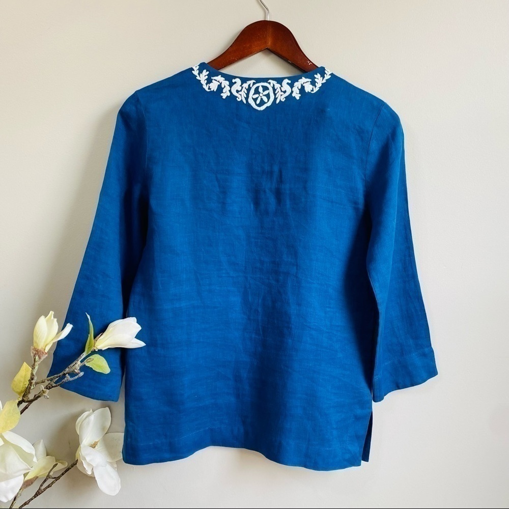 Lilly Pulitzer Amelia embroidery linen blouse - Picture 3 of 8